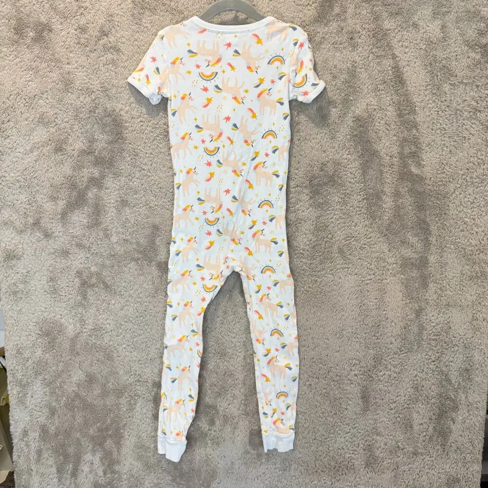 Old Navy Girls 5T 5 Pajamas Zip Up Sleeper One Piece PJs Unicorn Rainbow
